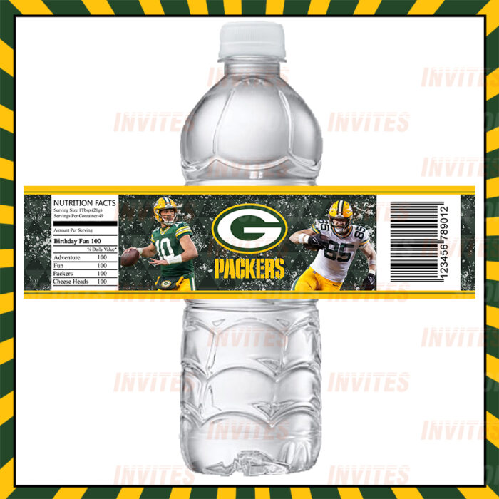 Green Bay Packers Custom Sports Party Bottle Labels - Image 2
