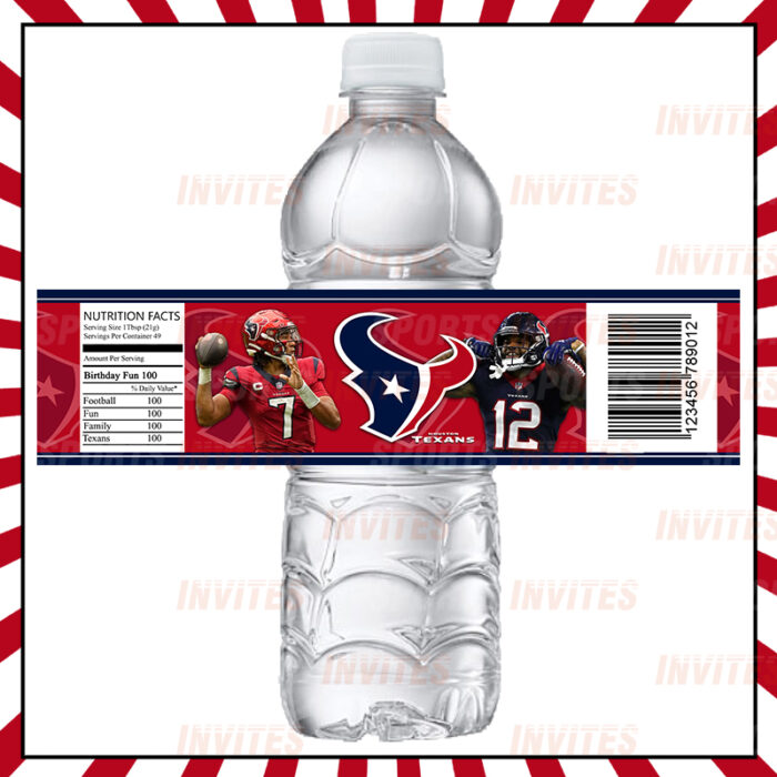 Houston Texans Custom Sports Party Bottle Labels - Image 2