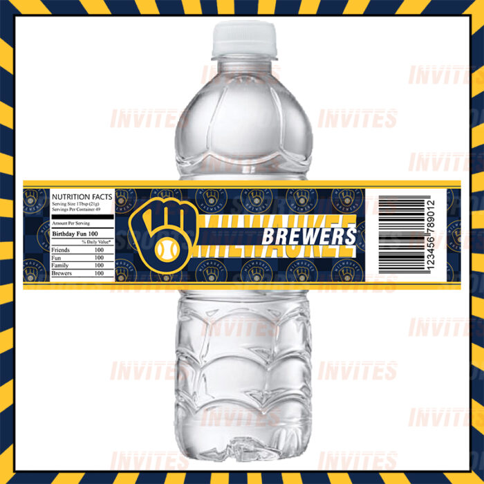 Milwaukee Brewers Sports Party Bottle Labels
