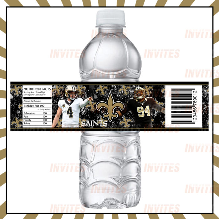 New Orleans Saints Custom Sports Party Bottle Labels - Image 2