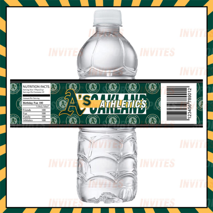 Oakland Athletics Sports Party Bottle Labels