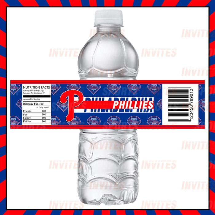 Philadelphia Phillies Sports Party Bottle Labels