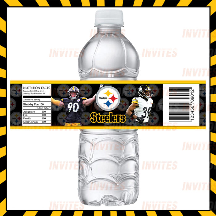 Pittsburgh Steelers Custom Sports Party Bottle Labels - Image 2