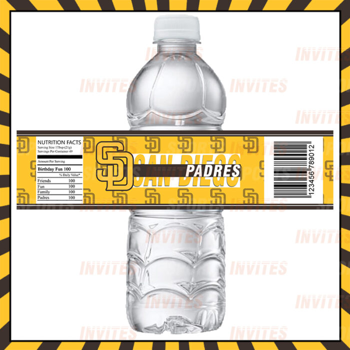 San Diego Padres Sports Party Bottle Labels