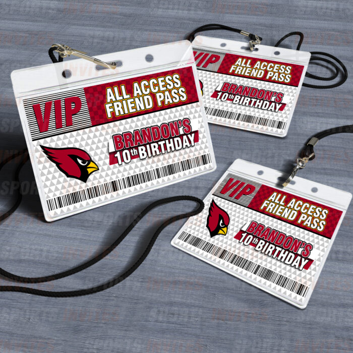 Arizona Cardinals ID Badge Sports Party Lanyard Clear Plastic Horizontal Name Tags Holders