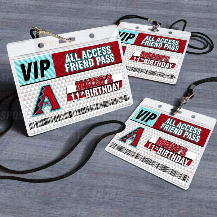 Arizona Diamondbacks ID Badge Sports Party Lanyard Clear Plastic Horizontal Name Tags Holders