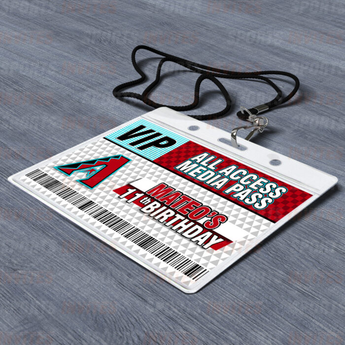 Arizona Diamondbacks ID Badge Sports Party Lanyard Clear Plastic Horizontal Name Tags Holders - Image 2