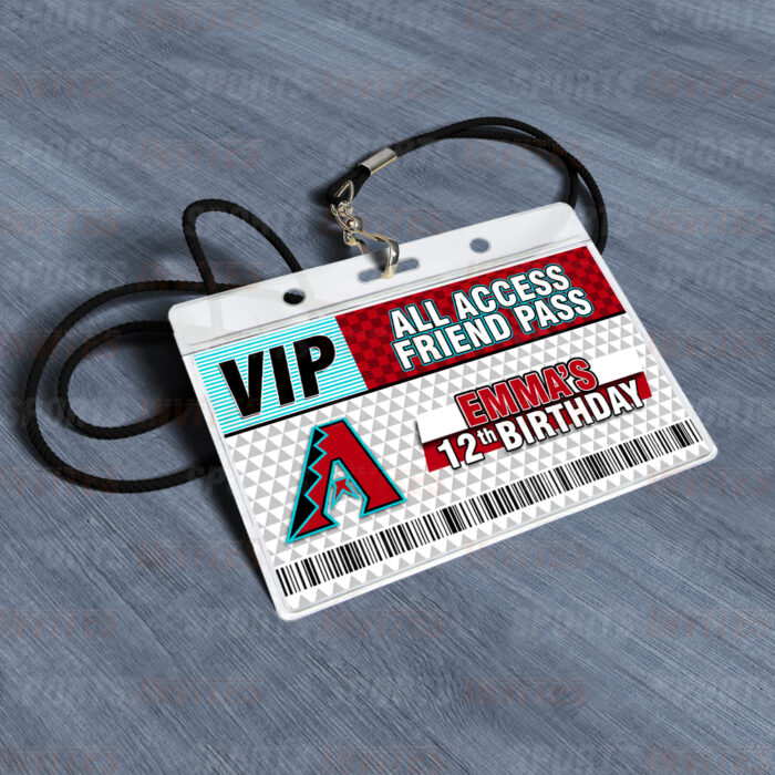Arizona Diamondbacks ID Badge Sports Party Lanyard Clear Plastic Horizontal Name Tags Holders - Image 3