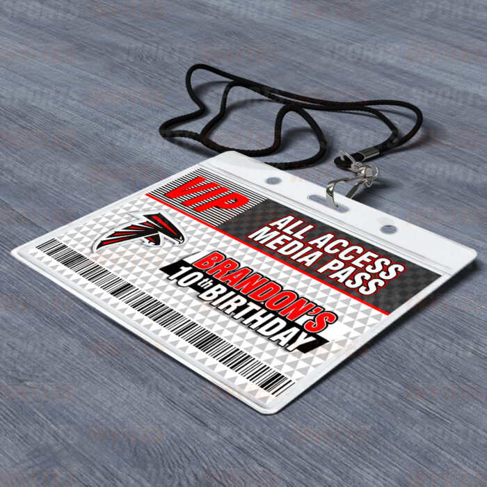 Atlanta Falcons ID Badge Sports Party Lanyard Clear Plastic Horizontal Name Tags Holders - Image 2