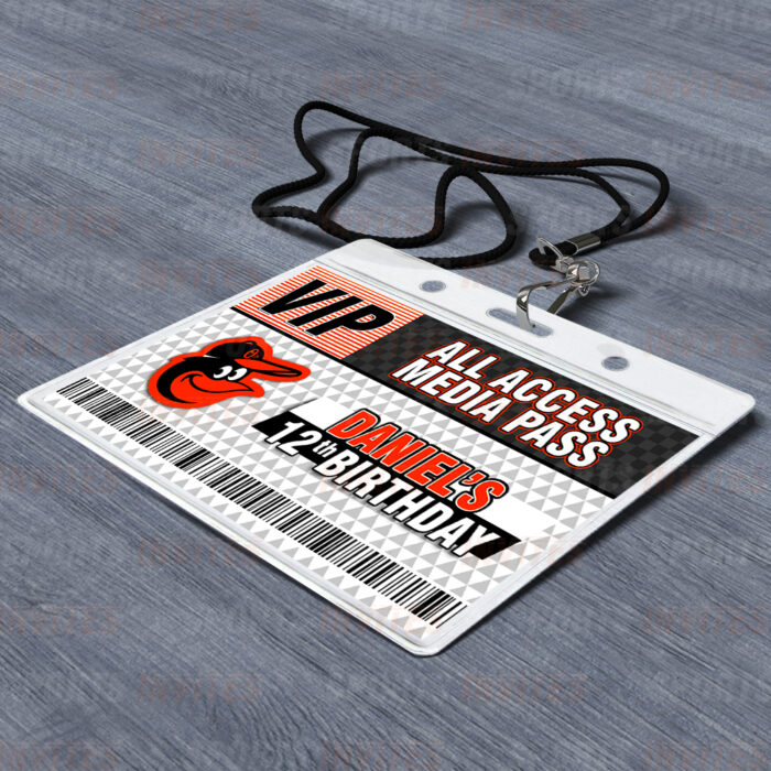 Baltimore Orioles ID Badge Sports Party Lanyard Clear Plastic Horizontal Name Tags Holders - Image 2