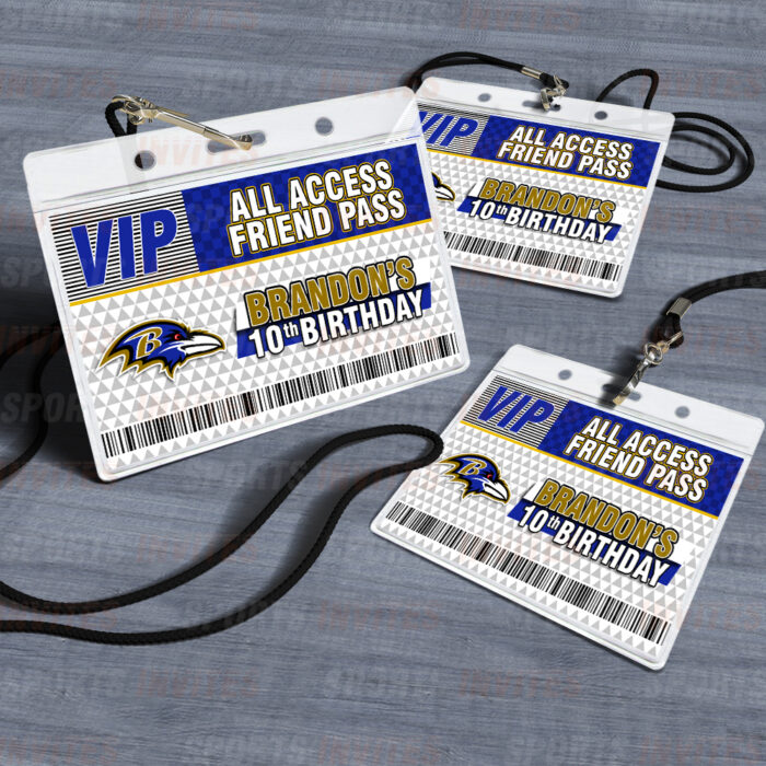Baltimore Ravens ID Badge Sports Party Lanyard Clear Plastic Horizontal Name Tags Holders