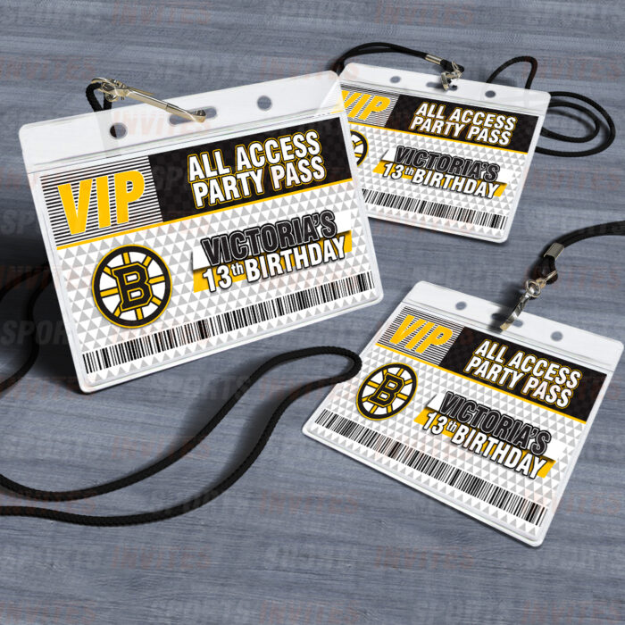 Boston Bruins ID Badge Sports Party Lanyard Clear Plastic Horizontal Name Tags Holders