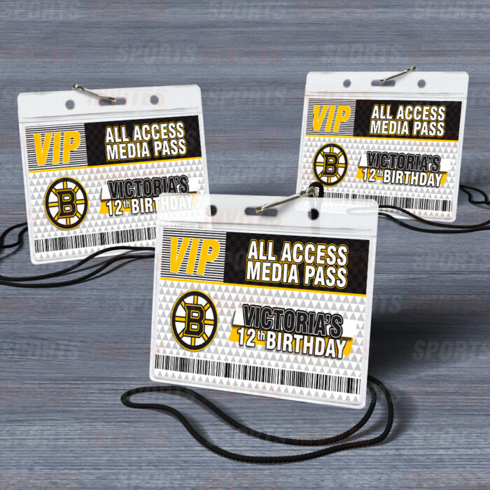 Boston Bruins ID Badge Sports Party Lanyard Clear Plastic Horizontal Name Tags Holders - Image 3