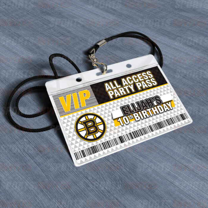 Boston Bruins ID Badge Sports Party Lanyard Clear Plastic Horizontal Name Tags Holders - Image 4
