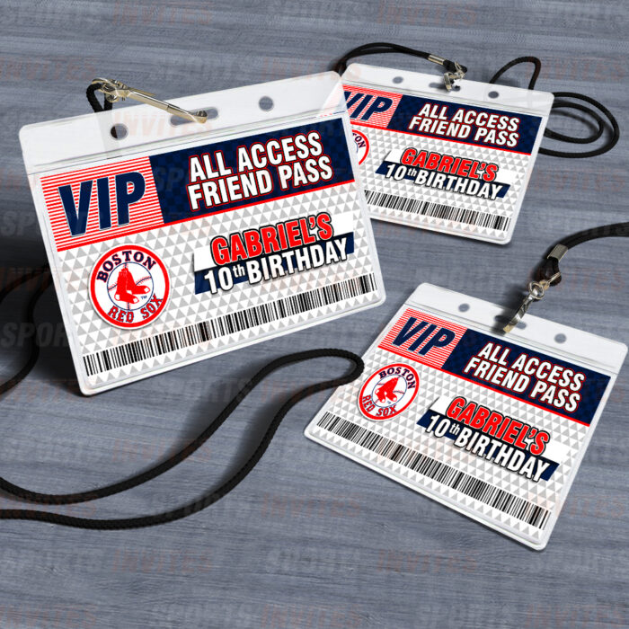 Boston Red Sox ID Badge Sports Party Lanyard Clear Plastic Horizontal Name Tags Holders