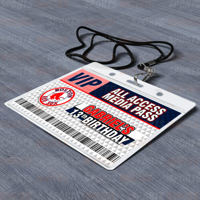 Boston Red Sox ID Badge Sports Party Lanyard Clear Plastic Horizontal Name Tags Holders - Image 2