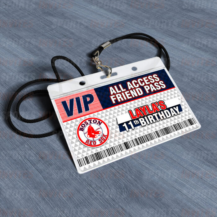 Boston Red Sox ID Badge Sports Party Lanyard Clear Plastic Horizontal Name Tags Holders - Image 4