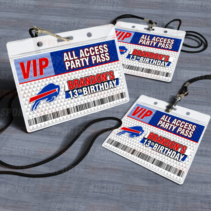 Buffalo Bills ID Badge Sports Party Lanyard Clear Plastic Horizontal Name Tags Holders