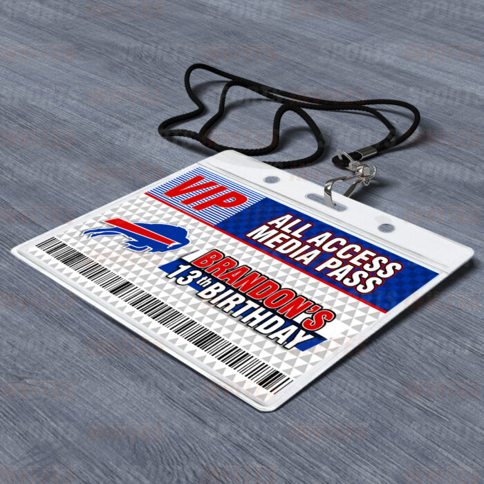 Buffalo Bills ID Badge Sports Party Lanyard Clear Plastic Horizontal Name Tags Holders - Image 2