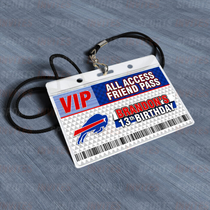 Buffalo Bills ID Badge Sports Party Lanyard Clear Plastic Horizontal Name Tags Holders - Image 4