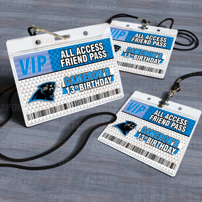 Carolina Panthers ID Badge Sports Party Lanyard Clear Plastic Horizontal Name Tags Holders