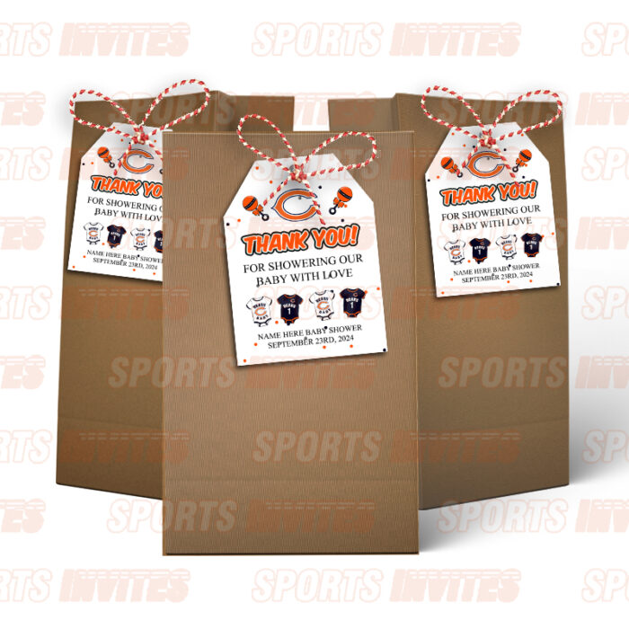 Chicago Bears Baby Shower Sports Favor Tags - Image 2