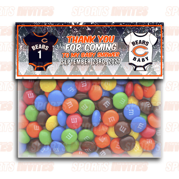 Chicago Bears Baby Shower Sports Party Bag Toppers
