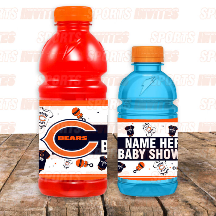 Chicago Bears Baby Shower Sports Bottle Labels - Image 2