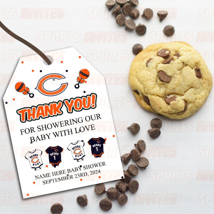 Chicago Bears Baby Shower Sports Favor Tags