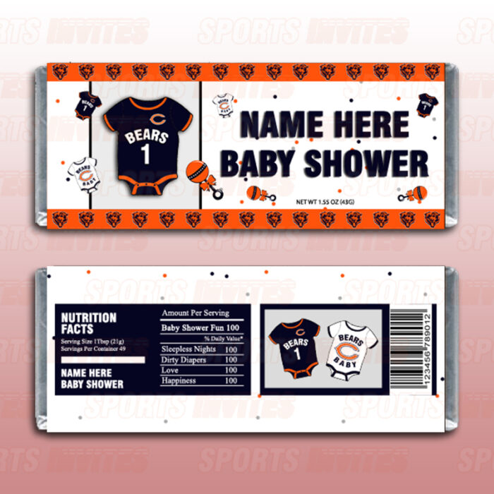 Chicago Bears Baby Shower Custom Candy Bar Wrappers