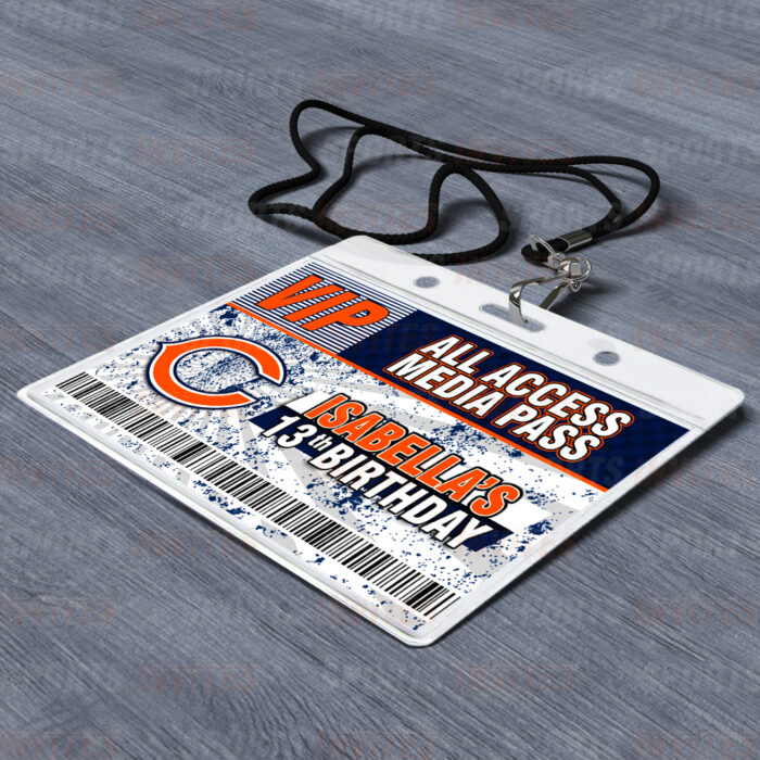 Chicago Bears ID Badge Sports Party Lanyard Clear Plastic Horizontal Name Tags Holders - Image 2