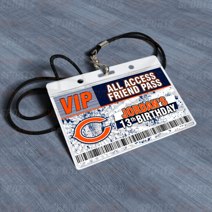 Chicago Bears ID Badge Sports Party Lanyard Clear Plastic Horizontal Name Tags Holders - Image 4
