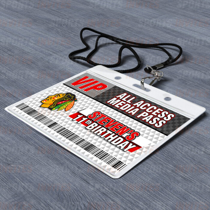Chicago Blackhawks ID Badge Sports Party Lanyard Clear Plastic Horizontal Name Tags Holders - Image 2