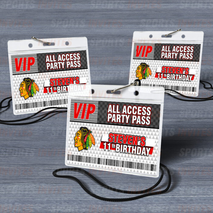 Chicago Blackhawks ID Badge Sports Party Lanyard Clear Plastic Horizontal Name Tags Holders - Image 3