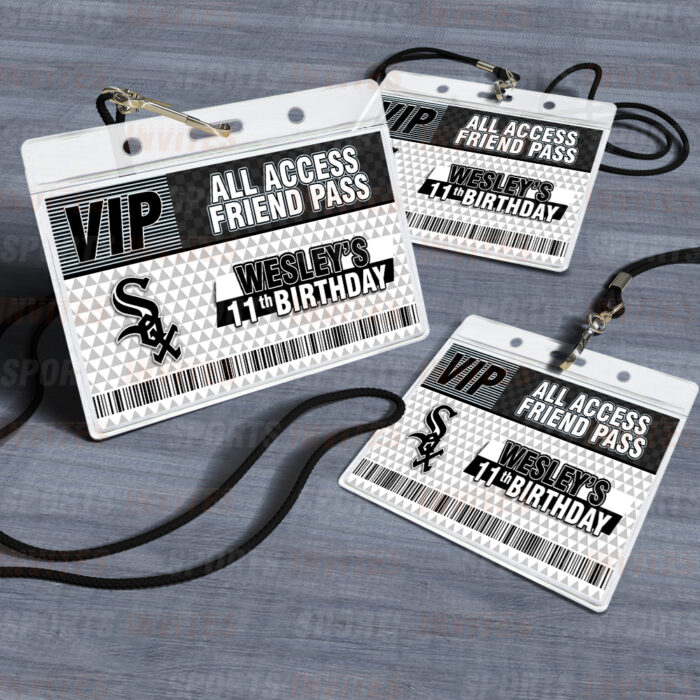 Chicago White Sox ID Badge Sports Party Lanyard Clear Plastic Horizontal Name Tags Holders