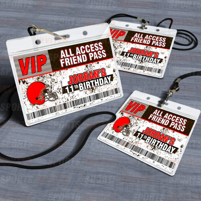 Cleveland Browns ID Badge Sports Party Lanyard Clear Plastic Horizontal Name Tags Holders