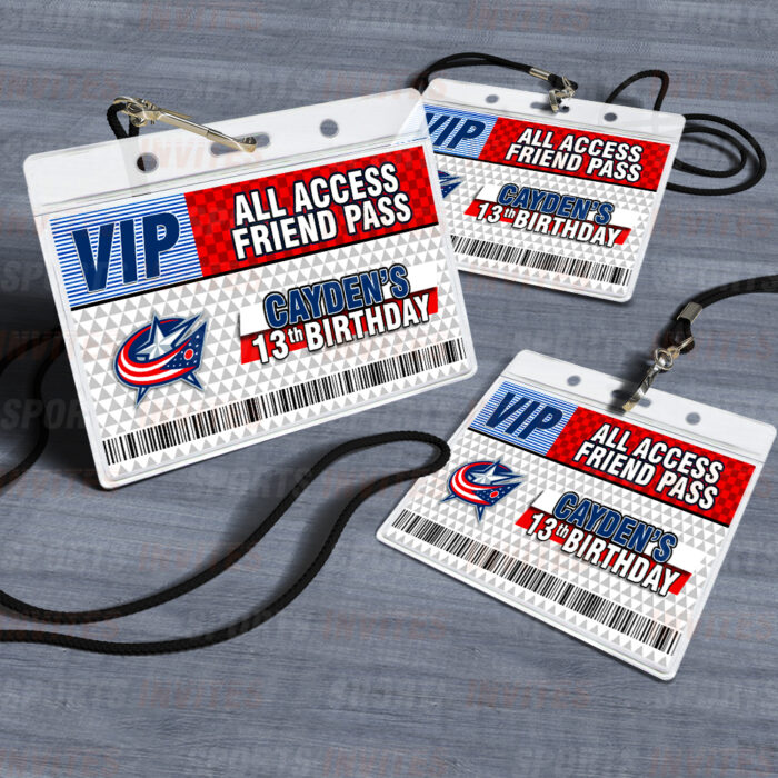 Columbus Blue Jackets ID Badge Sports Party Lanyard Clear Plastic Horizontal Name Tags Holders