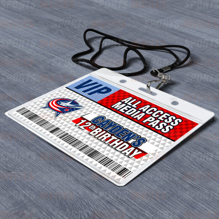 Columbus Blue Jackets ID Badge Sports Party Lanyard Clear Plastic Horizontal Name Tags Holders - Image 2