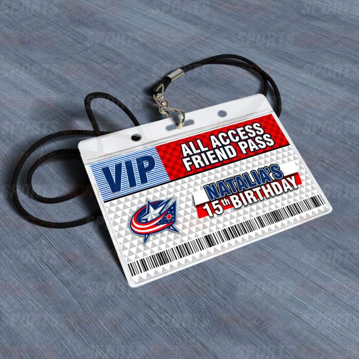 Columbus Blue Jackets ID Badge Sports Party Lanyard Clear Plastic Horizontal Name Tags Holders - Image 4