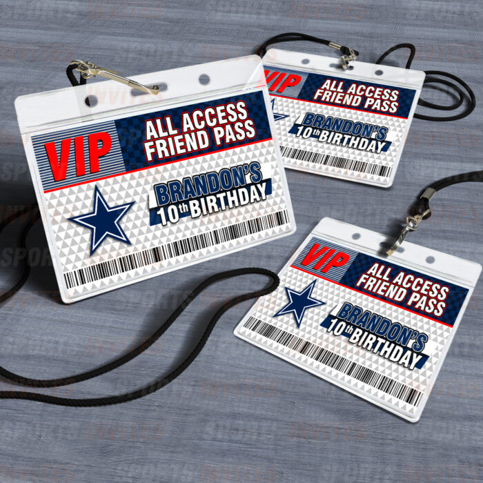 Dallas Cowboys ID Badge Sports Party Lanyard Clear Plastic Horizontal Name Tags Holders