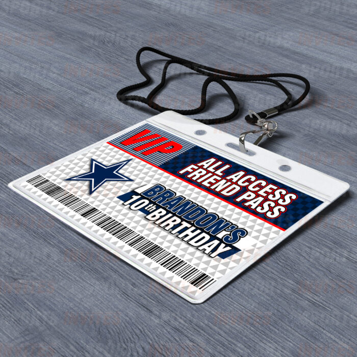 Dallas Cowboys ID Badge Sports Party Lanyard Clear Plastic Horizontal Name Tags Holders - Image 2