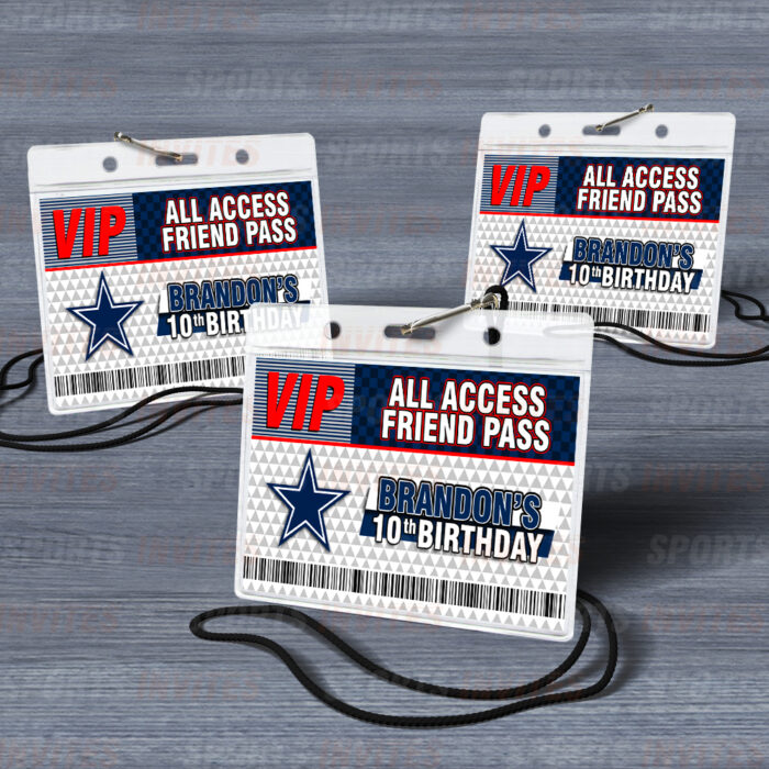 Dallas Cowboys ID Badge Sports Party Lanyard Clear Plastic Horizontal Name Tags Holders - Image 3