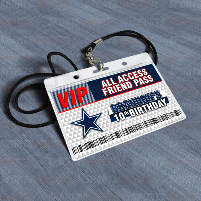 Dallas Cowboys ID Badge Sports Party Lanyard Clear Plastic Horizontal Name Tags Holders - Image 4