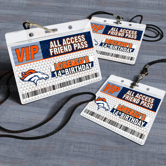 Denver Broncos ID Badge Sports Party Lanyard Clear Plastic Horizontal Name Tags Holders