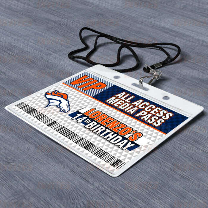 Denver Broncos ID Badge Sports Party Lanyard Clear Plastic Horizontal Name Tags Holders - Image 2