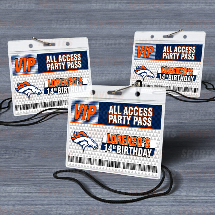 Denver Broncos ID Badge Sports Party Lanyard Clear Plastic Horizontal Name Tags Holders - Image 3