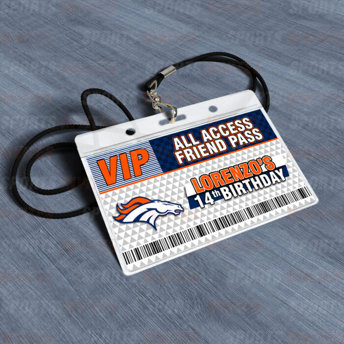 Denver Broncos ID Badge Sports Party Lanyard Clear Plastic Horizontal Name Tags Holders - Image 4