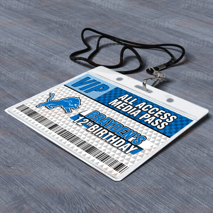 Detroit Lions ID Badge Sports Party Lanyard Clear Plastic Horizontal Name Tags Holders - Image 2