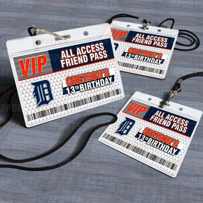 Detroit Tigers ID Badge Sports Party Lanyard Clear Plastic Horizontal Name Tags Holders