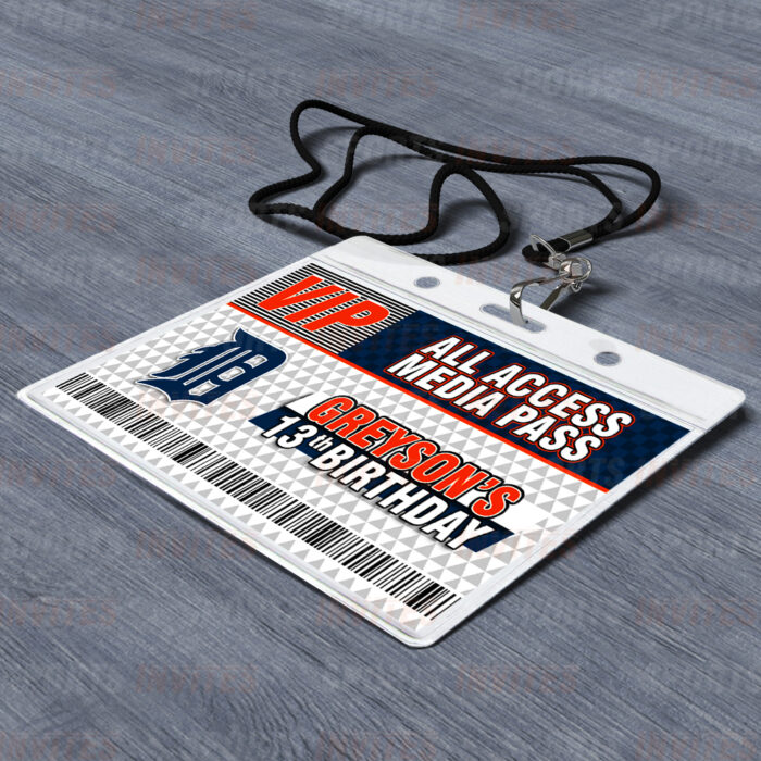 Detroit Tigers ID Badge Sports Party Lanyard Clear Plastic Horizontal Name Tags Holders - Image 4